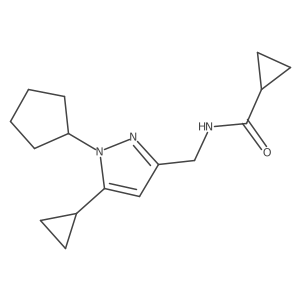N-((1-cyclopentyl-5-cyclopropyl-1H-pyrazol-3-yl)methyl)cyclopropanecarboxamide结构式