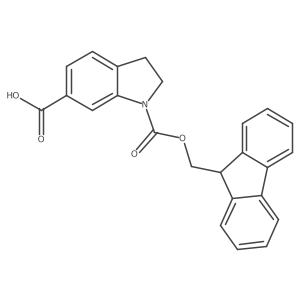 1-[(9H-Fluoren-9-ylmethoxy)carbonyl]-2,3-dihydro-1H-indole-6-carboxylic A+结构式