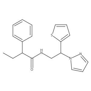 N-(2-(1H-pyrazol-1-yl)-2-(thiophen-2-yl)ethyl)-2-phenylbutanamide结构式