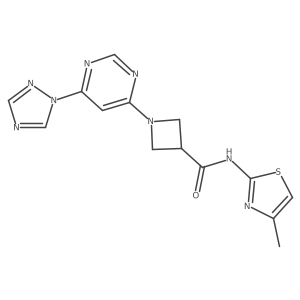 1-(6-(1H-1,2,4-triazol-1-yl)pyrimidin-4-yl)-N-(4-methylthiazol-2-yl)azetidine-3-carboxamide结构式