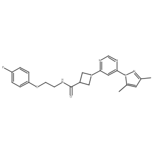 1-(6-(3,5-dimethyl-1H-pyrazol-1-yl)pyrimidin-4-yl)-N-(2-(4-fluorophenoxy)ethyl)azetidine-3-carboxamide结构式