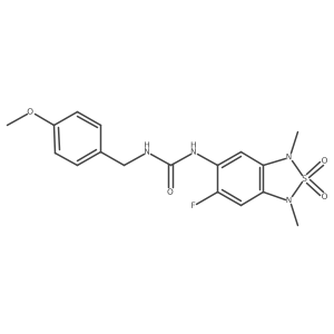 1-(6-Fluoro-1,3-dimethyl-2,2-dioxido-1,3-dihydrobenzo[c][1,2,5]thiadiazol-5-yl)-3-(4-methoxybenzyl)urea结构式