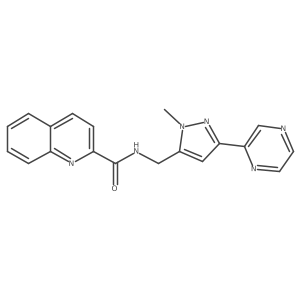 N-((1-methyl-3-(pyrazin-2-yl)-1H-pyrazol-5-yl)methyl)quinoline-2-carboxamide结构式