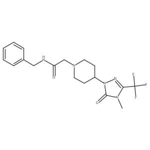 N-benzyl-2-(4-(4-methyl-5-oxo-3-(trifluoromethyl)-4,5-dihydro-1H-1,2,4-triazol-1-yl)piperidin-1-yl)acetamide Structure