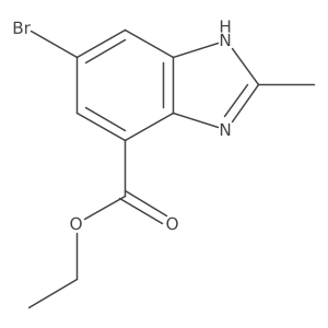 Ethyl 5-bromo-2-methyl-1H-benzimidazole-7-carboxylate结构式