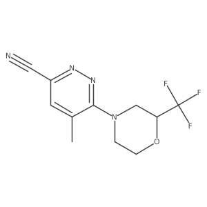 5-Methyl-6-(2-(trifluoromethyl)morpholino)pyridazine-3-carbonitrile结构式