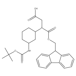 2-{[(1R,3R)-3-{[(tert-butoxy)carbonyl]amino}cyclohexyl]({[(9H-fluoren-9-yl)methoxy]carbonyl})amino}acetic acid结构式