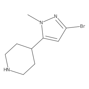 4-(3-bromo-1-methyl-1H-pyrazol-5-yl)piperidine结构式