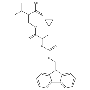 2-{[(2S)-3-cyclopropyl-2-({[(9H-fluoren-9-yl)methoxy]carbonyl}amino)propanamido]methyl}-3-methylbutanoic acid Structure