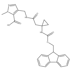 4-({2-[1-({[(9H-fluoren-9-yl)methoxy]carbonyl}amino)cyclopropyl]acetamido}methyl)-1-methyl-1H-pyrazole-5-carboxylic acid结构式