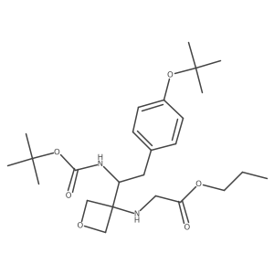 Propyl (R)-(3-(2-(4-(tert-butoxy)phenyl)-1-((tert-butoxycarbonyl)amino)ethyl)oxetan-3-yl)glycinate结构式