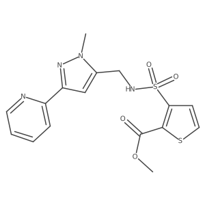 methyl 3-({[1-methyl-3-(pyridin-2-yl)-1H-pyrazol-5-yl]methyl}sulfamoyl)thiophene-2-carboxylate结构式