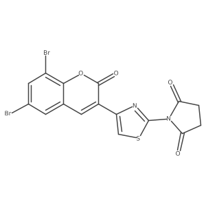 1-[4-(6,8-dibromo-2-oxo-2H-chromen-3-yl)-1,3-thiazol-2-yl]pyrrolidine-2,5-dione结构式