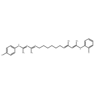 N1-(2-Chlorophenyl)-N14-(4-chlorophenyl)-3,12-diimino-2,4,11,13-tetraazatetradecanediimidamide结构式