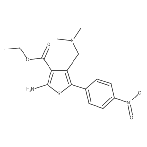 Ethyl 2-amino-4-((dimethylamino)methyl)-5-(4-nitrophenyl)thiophene-3-carboxylate结构式