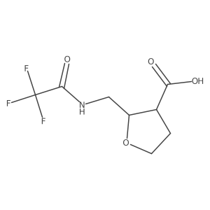 rac-(2R,3S)-2-[(2,2,2-trifluoroacetamido)methyl]oxolane-3-carboxylic acid结构式