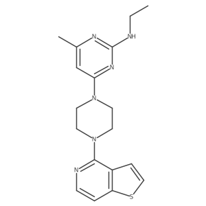 N-ethyl-4-methyl-6-(4-{thieno[3,2-c]pyridin-4-yl}piperazin-1-yl)pyrimidin-2-amine结构式