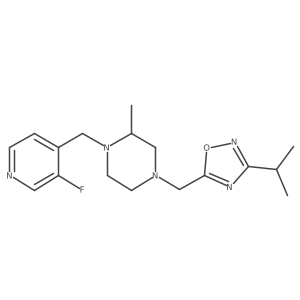 1-[(3-Fluoropyridin-4-yl)methyl]-2-methyl-4-{[3-(propan-2-yl)-1,2,4-oxadiazol-5-yl]methyl}piperazine结构式