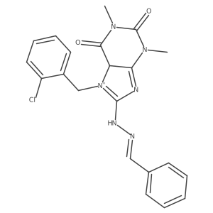 8-[(2Z)-2-benzylidenehydrazinyl]-7-[(2-chlorophenyl)methyl]-1,3-dimethyl-5H-purin-7-ium-2,6-dione结构式