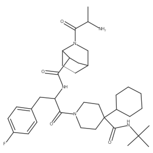 2-[(2R)-2-Amino-1-oxopropyl]-N-[(1R)-2-[4-cyclohexyl-4-[[(1,1-dimethylethyl)amino]carbonyl]-1-piperidinyl]-1-[(4-fluorophenyl)methyl]-2-oxoethyl]-2-azabicyclo[2.2.2]octane-6-carboxamide结构式