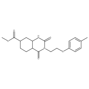 methyl 3-[2-(4-methylphenyl)sulfanylethyl]-4-oxo-2-sulfanylidene-4a,5,6,7,8,8a-hexahydro-1H-quinazoline-7-carboxylate结构式