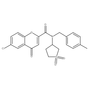 6-chloro-N-(1,1-dioxidotetrahydrothiophen-3-yl)-N-(4-methylbenzyl)-4-oxo-4H-chromene-2-carboxamide结构式