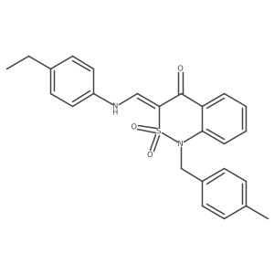 (3E)-3-{[(4-ethylphenyl)amino]methylene}-1-(4-methylbenzyl)-1H-2,1-benzothiazin-4(3H)-one 2,2-dioxide Structure