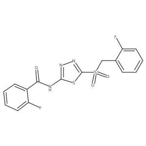 2-fluoro-N-[(2Z)-5-[(2-fluorobenzyl)sulfonyl]-1,3,4-thiadiazol-2(3H)-ylidene]benzamide结构式