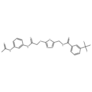 N-((5-((2-((3-acetamidophenyl)amino)-2-oxoethyl)thio)-1,3,4-oxadiazol-2-yl)methyl)-3-(trifluoromethyl)benzamide结构式