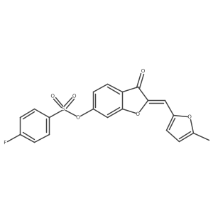 (Z)-2-((5-methylfuran-2-yl)methylene)-3-oxo-2,3-dihydrobenzofuran-6-yl 4-fluorobenzenesulfonate结构式