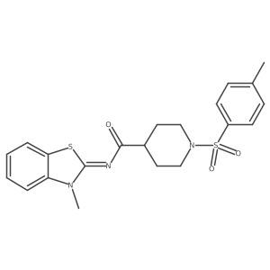 (E)-N-(3-methylbenzo[d]thiazol-2(3H)-ylidene)-1-tosylpiperidine-4-carboxamide结构式