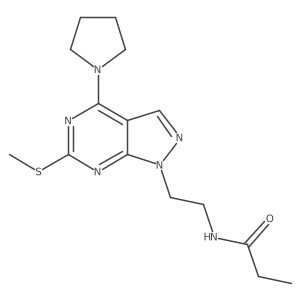 N-(2-(6-(methylthio)-4-(pyrrolidin-1-yl)-1H-pyrazolo[3,4-d]pyrimidin-1-yl)ethyl)propionamide Structure