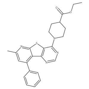 Ethyl 1-{11-methyl-13-phenyl-8-thia-3,5,10-triazatricyclo[7.4.0.0^{2,7}]trideca-1(13),2(7),3,5,9,11-hexaen-6-yl}piperidine-4-carboxylate结构式