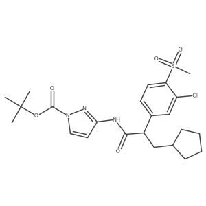 3-[2(R)-(3-chloro-4-methanesulfonyl-phenyl)-3-cyclopentyl-propionylamino]-pyrazole-1-carboxylic acid tert-butyl ester结构式