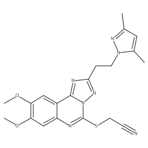 2-((2-(2-(3,5-dimethyl-1H-pyrazol-1-yl)ethyl)-8,9-dimethoxy-[1,2,4]triazolo[1,5-c]quinazolin-5-yl)thio)acetonitrile Structure