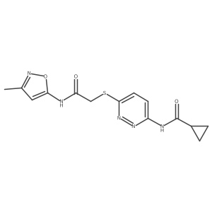 N-(6-((2-((3-methylisoxazol-5-yl)amino)-2-oxoethyl)thio)pyridazin-3-yl)cyclopropanecarboxamide结构式