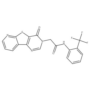 2-{6-oxo-8-thia-3,5,10-triazatricyclo[7.4.0.0^{2,7}]trideca-1(9),2(7),3,10,12-pentaen-5-yl}-N-[2-(trifluoromethyl)phenyl]acetamide Structure
