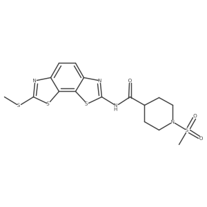 1-(methylsulfonyl)-N-(7-(methylthio)benzo[1,2-d:4,3-d']bis(thiazole)-2-yl)piperidine-4-carboxamide结构式