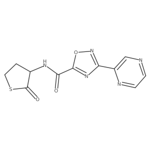 N-(2-oxotetrahydrothiophen-3-yl)-3-(pyrazin-2-yl)-1,2,4-oxadiazole-5-carboxamide结构式
