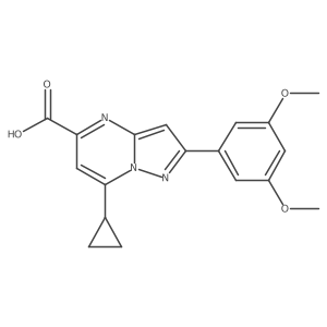 7-Cyclopropyl-2-(3,5-dimethoxyphenyl)pyrazolo[1,5-a]pyrimidine-5-carboxylic acid结构式