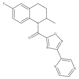(6-fluoro-2-methyl-3,4-dihydroquinolin-1(2H)-yl)(3-(pyrazin-2-yl)-1,2,4-oxadiazol-5-yl)methanone结构式