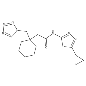 N-[(2E)-5-cyclopropyl-1,3,4-thiadiazol-2(3H)-ylidene]-2-[1-(1H-tetrazol-1-ylmethyl)cyclohexyl]acetamide Structure