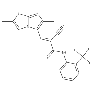 (Z)-2-cyano-3-(2,6-dimethylimidazo[2,1-b][1,3]thiazol-5-yl)-N-[2-(trifluoromethyl)phenyl]prop-2-enamide结构式