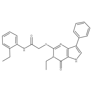 2-((3-ethyl-4-oxo-7-phenyl-4,5-dihydro-3H-pyrrolo[3,2-d]pyrimidin-2-yl)thio)-N-(2-ethylphenyl)acetamide结构式