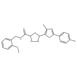5-[2-(4-fluorophenyl)-4-methyl-1,3-thiazol-5-yl]-N-[(2-methoxyphenyl)methyl]pyrazolidine-3-carboxamide Structure