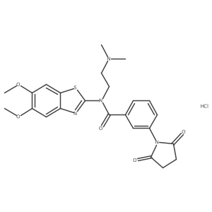 N-(5,6-dimethoxybenzo[d]thiazol-2-yl)-N-(2-(dimethylamino)ethyl)-3-(2,5-dioxopyrrolidin-1-yl)benzamide hydrochloride结构式