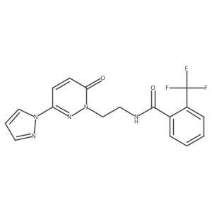 N-(2-(6-oxo-3-(1H-pyrazol-1-yl)pyridazin-1(6H)-yl)ethyl)-2-(trifluoromethyl)benzamide结构式