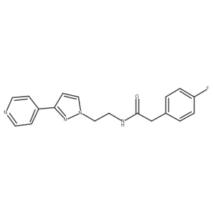 2-(4-fluorophenyl)-N-(2-(3-(pyridin-4-yl)-1H-pyrazol-1-yl)ethyl)acetamide结构式