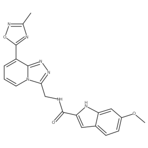 6-methoxy-N-((8-(3-methyl-1,2,4-oxadiazol-5-yl)-[1,2,4]triazolo[4,3-a]pyridin-3-yl)methyl)-1H-indole-2-carboxamide结构式
