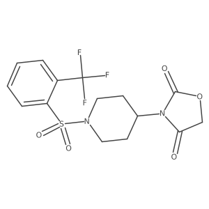 3-(1-((2-(Trifluoromethyl)phenyl)sulfonyl)piperidin-4-yl)oxazolidine-2,4-dione结构式